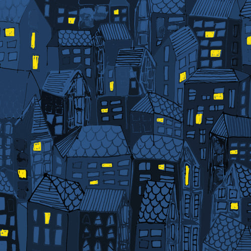 A cityscape by night, Tina Bernstein sketches