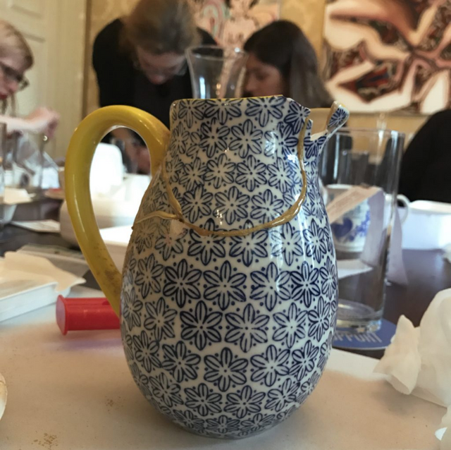 A vase that has been repaired with Kintsugi